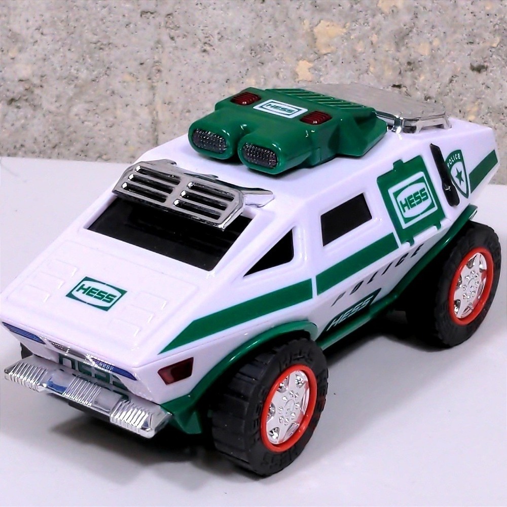 Hess 2023 Police Truck White Green Toy Vehicle Collectible Chrome Accents 5.5"